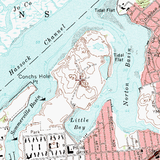 Topographic Map of Rockaway Community Park, NY