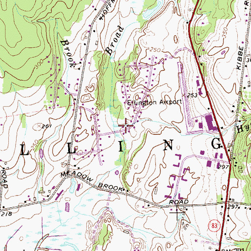 Topographic Map of Hydes Brook, CT