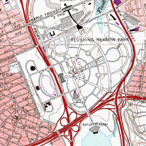 Topographic Map of Unisphere, NY