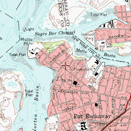 Topographic Map of Bayswater, NY