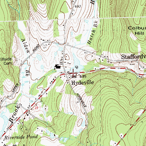 Topographic Map of Hydeville, CT