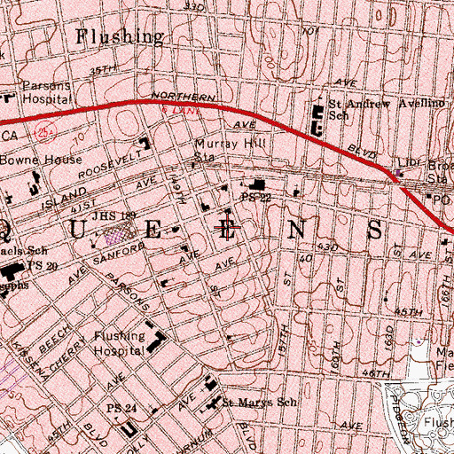 Topographic Map of Murray Hill, NY