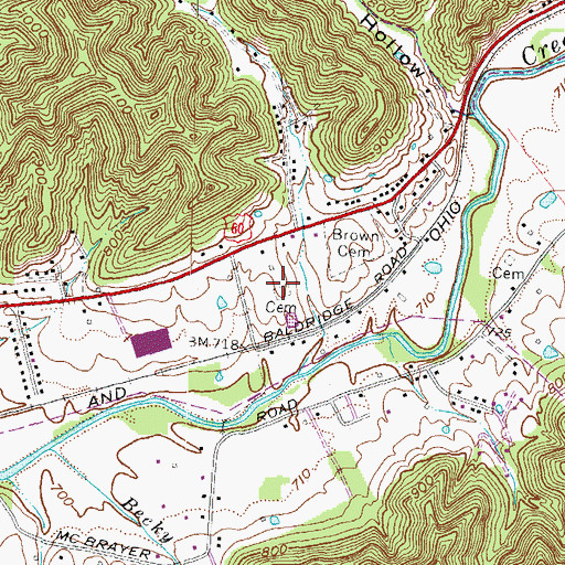 Topographic Map of Baldridge Cemetery Two, KY