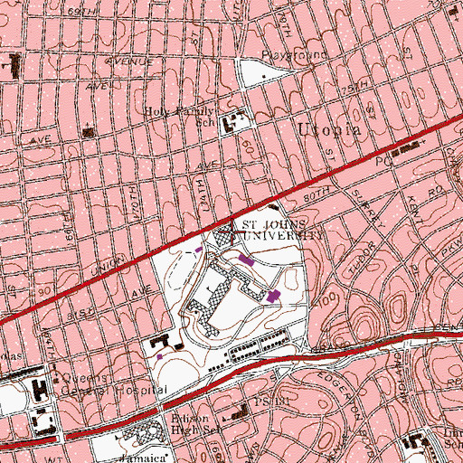 Topographic Map of Alumni Hall, NY