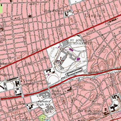 Topographic Map of Saint Albert Hall, NY