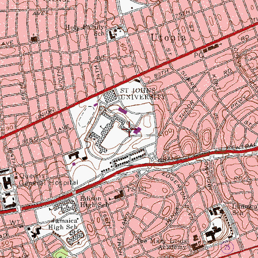 Topographic Map of Saint John Hall, NY
