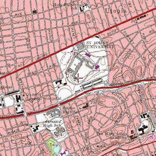 Topographic Map of Saint Vincent Hall, NY