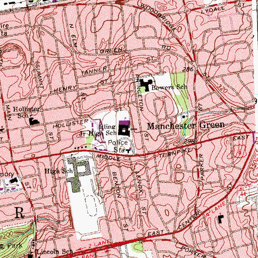 Topographic Map of Illing Middle School, CT