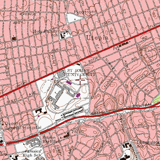 Topographic Map of The Ballpark at Saint John's, NY