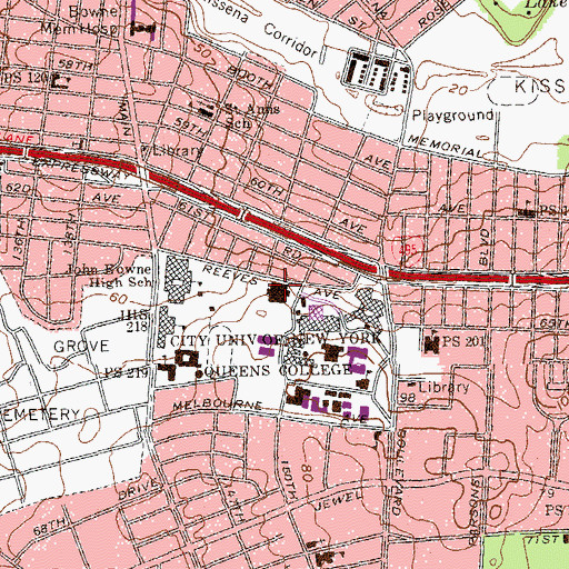Topographic Map of Fitzgerald Gymnasium, NY