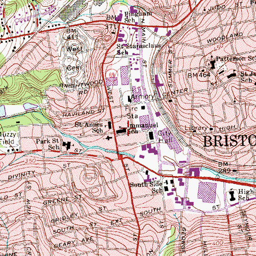 Topographic Map of Immanuel School, CT