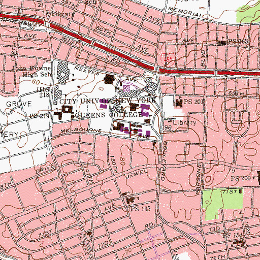 Topographic Map of Razran Hall, NY