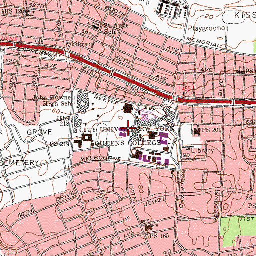Topographic Map of Rosenthal Library, NY