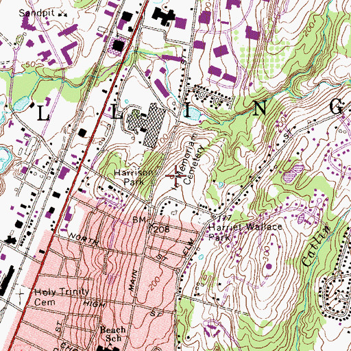 Topographic Map of In Memoriam Cemetery, CT