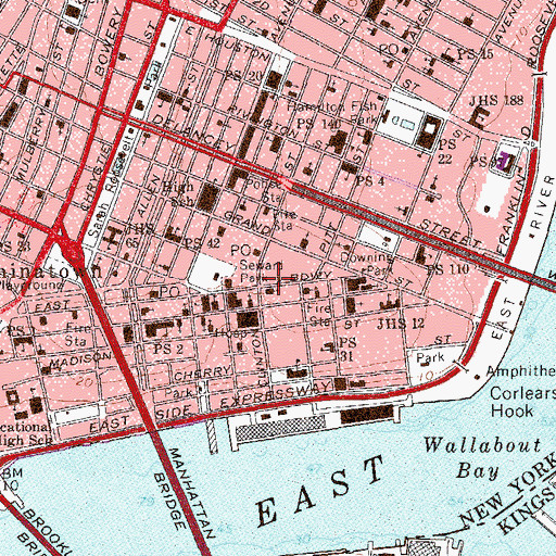 Topographic Map of Bialystoker Center for Nursing and Rehabilitation, NY