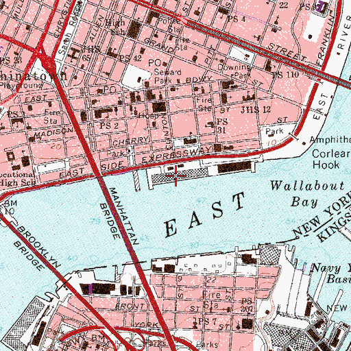 Topographic Map of Pier 36, NY