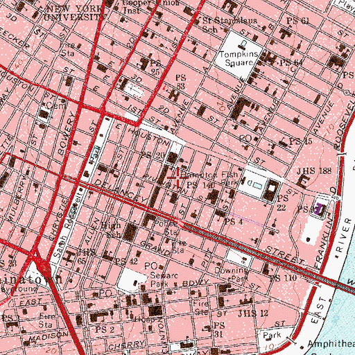 Topographic Map of Intermediate School 25, NY