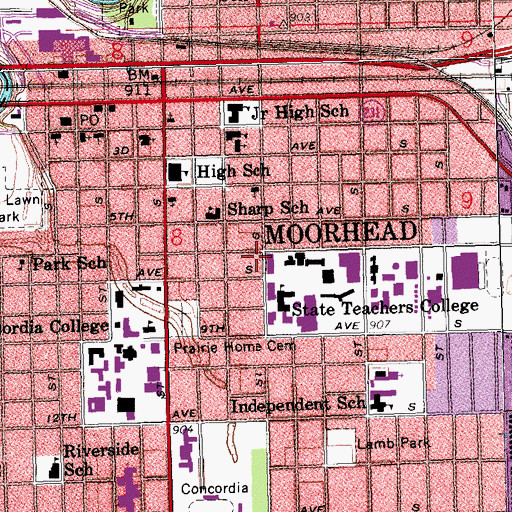 Topographic Map of Psychology Development Center, MN