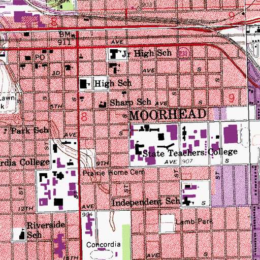 Topographic Map of Hagen Hall, MN