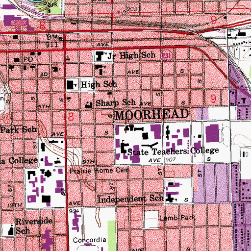 Topographic Map of Weld Hall, MN