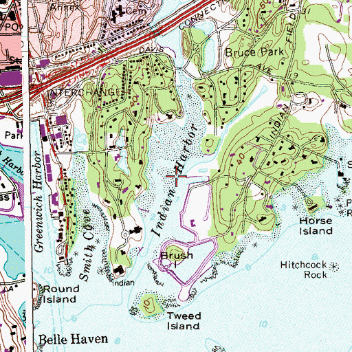 Topographic Map of Indian Harbor, CT