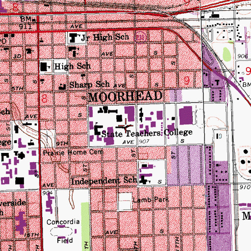 Topographic Map of Ballard Hall, MN