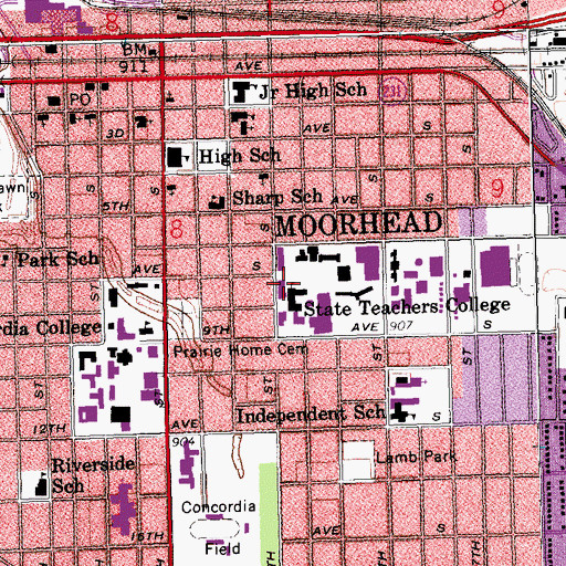 Topographic Map of Owens Hall, MN