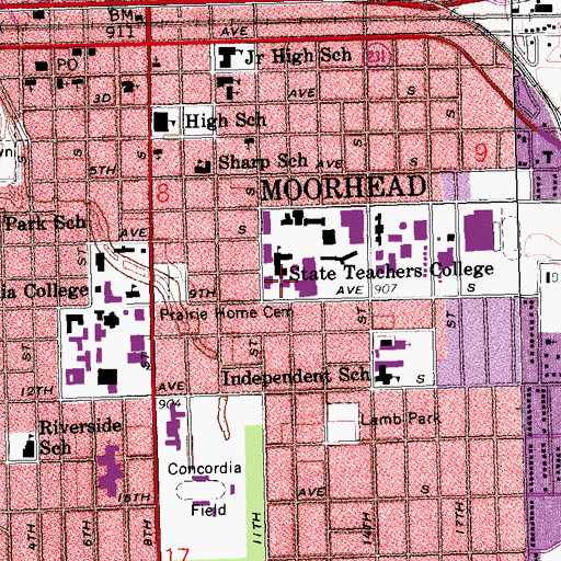 Topographic Map of King Biology Hall, MN
