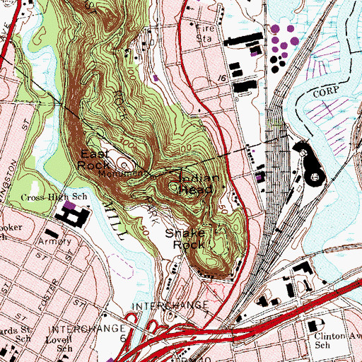 Topographic Map of Indian Head, CT