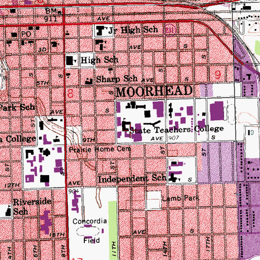 Topographic Map of Grier Hall, MN
