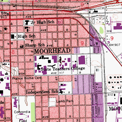 Topographic Map of Dahl Hall, MN