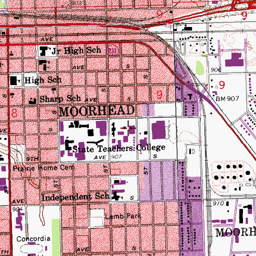 Topographic Map of Holmquist Hall, MN