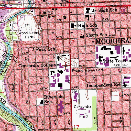 Topographic Map of Old Main Building, MN