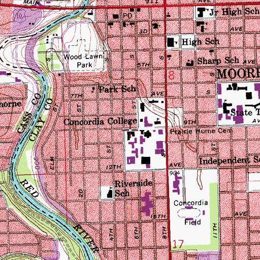 Topographic Map of Brown Hall, MN