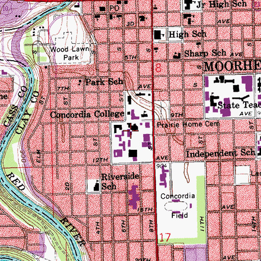 Topographic Map of Frances Frazier Comstock Theatre, MN