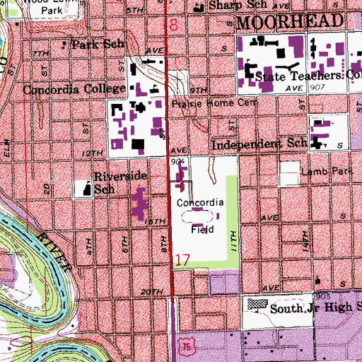 Topographic Map of Erickson Hall, MN