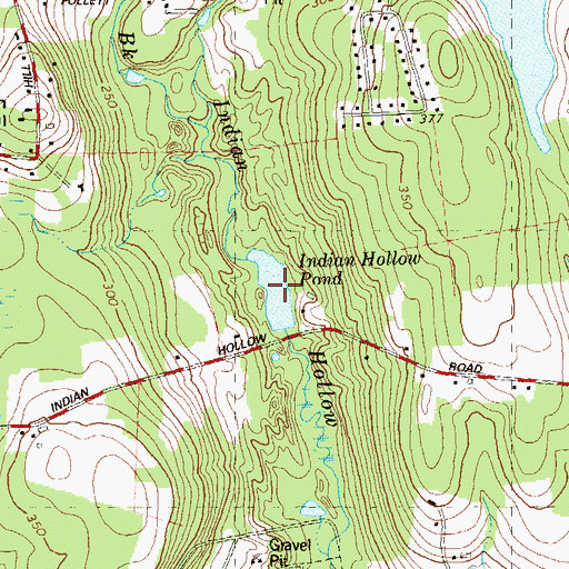 Topographic Map of Indian Hollow Pond, CT
