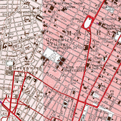 Topographic Map of Grey Art Gallery, NY