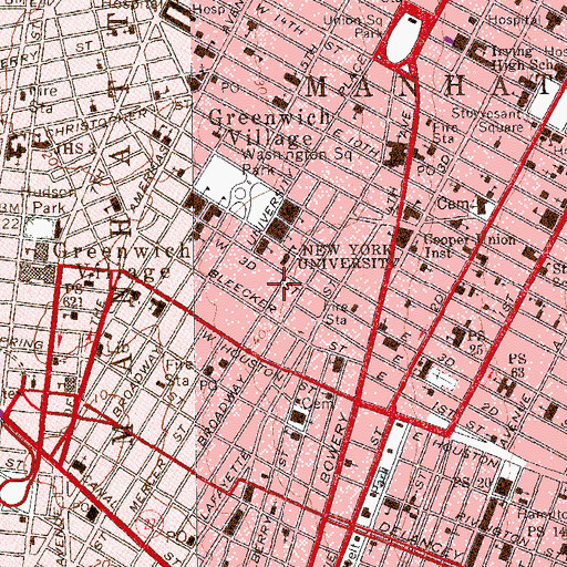 Topographic Map of Mercer Street Residence Hall, NY