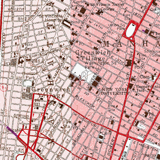 Topographic Map of Generoso Pope Catholic Center at New York University, NY