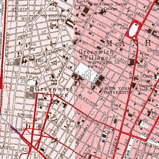 Topographic Map of Judson Hall and Tower, NY