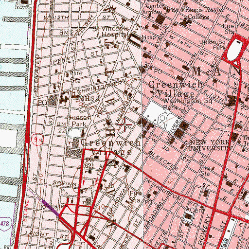 Topographic Map of Minetta Lane Theatre, NY