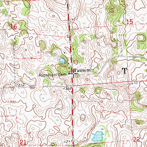 Topographic Map of Tansem Post Office (historical), MN