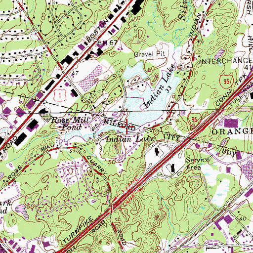 Topographic Map of Indian Lake, CT