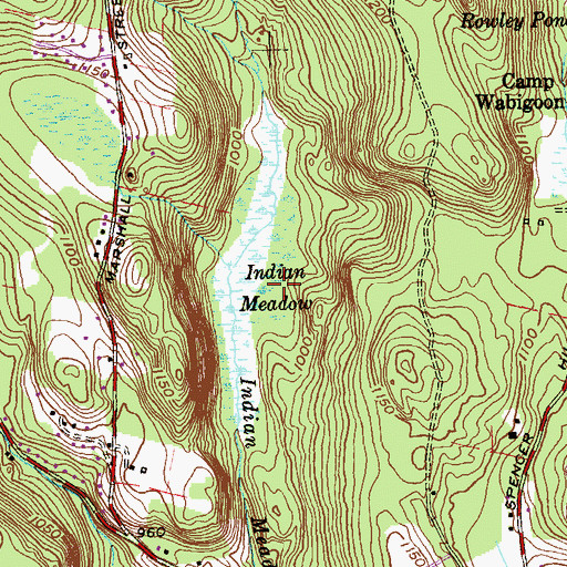 Topographic Map of Indian Meadow, CT