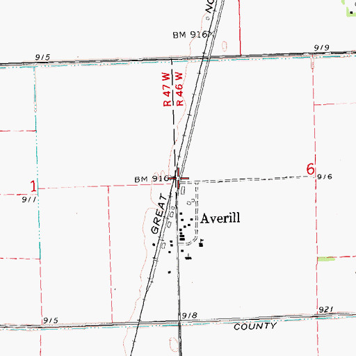 Topographic Map of Averill (historical), MN