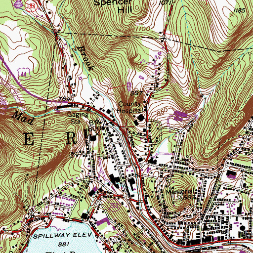Topographic Map of Indian Meadow Brook, CT