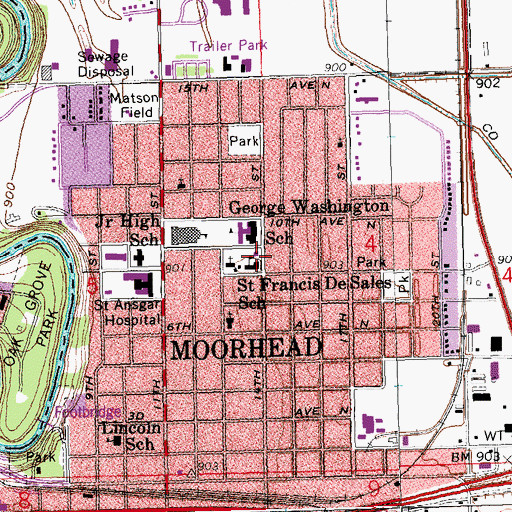 Topographic Map of Moorhead Church of Christ, MN