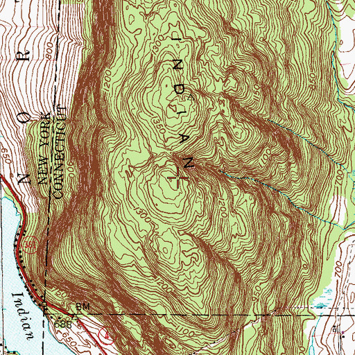 Topographic Map of Indian Mountain, CT