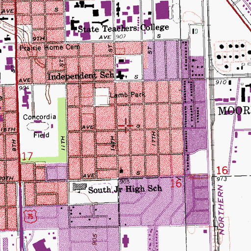 Topographic Map of Moorhead Church of the Nazarene, MN